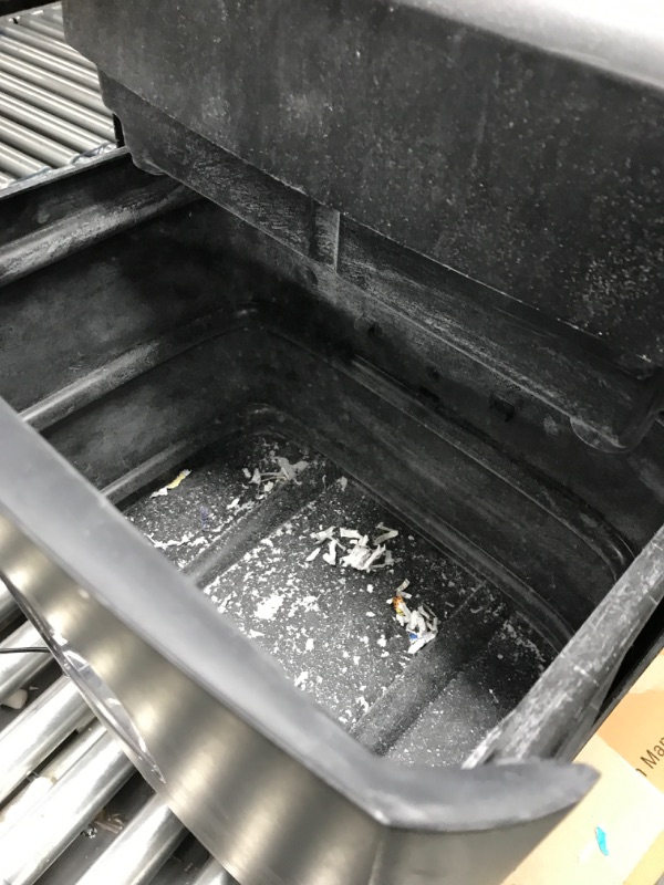 Photo 1 of used
tested :turns on 
Amazon Basics 15-Sheet Cross Cut Paper Shredder and Credit Card CD Shredder with 6 Gallon Bin 15 Sheet - new model Shredder