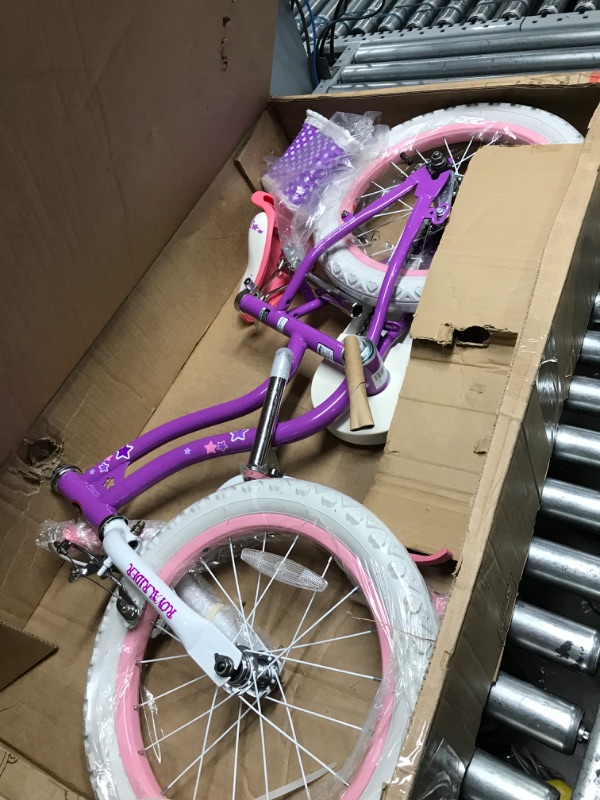 Photo 2 of *** INCOMPLETE**** RoyalBaby Stargirl Kids Bike Girls 12 14 16 18 20 Inch Children's Bicycle with Basket for Age 3-12 Years Purple 16 Inch With Kickstand and Training Wheels