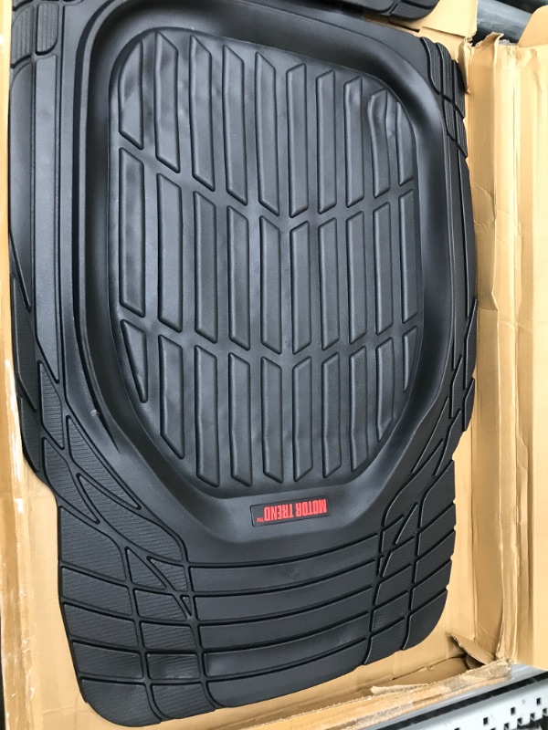 Photo 3 of Motor Trend - MT-923-BK 923-BK Black FlexTough Contour Liners-Deep Dish Heavy Duty Rubber Floor Mats for Car SUV Truck & Van-All Weather Protection, Universal Trim to Fit Full Set Black