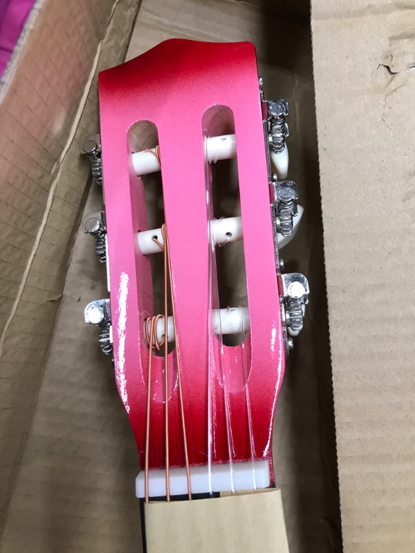 Photo 5 of 30" Wood Guitar with Case and Accessories for Kids/Girls/Boys/Beginners (Pink Gradient) Right Handed Pink Gradient