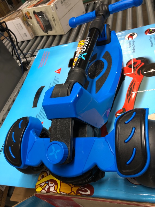 Photo 2 of *** USED ** Hover-1 Vivid Folding Kick Scooter for Kids (5+ Year Old) | Features Lean-to-Turn Axle, Solid PU Tires & Slim-Design, 110 LB Max Load Capacity, Safe blue