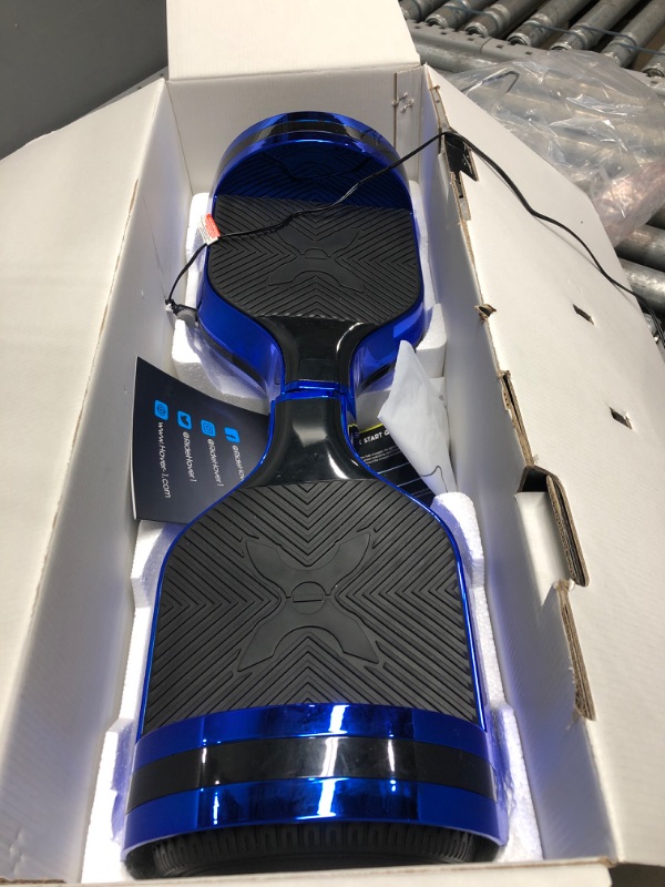 Photo 3 of *** POWERS ON *** Hover-1 Chrome 2.0 Electric Hoverboard | 6MPH Top Speed, 7 Mile Range, 4.5HR Full-Charge, Built-In Bluetooth Speaker, Rider Modes: Beginner to Expert Chrome 2.0 Blue