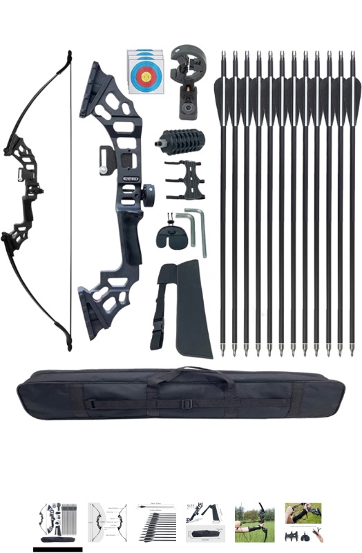 Photo 1 of (Previously opened) LPLKON Archery 51" Takedown Recurve Bow and Arrow Set for Adult & Youth, 30 40 lbs Right Hand Straight Bow Metal Riser Kit,with 12 Pack 30" Carbon Arrows for Hunting Target Shooting Practice