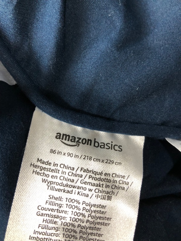 Photo 2 of *INCOMPLETE ONLY BLANKET* Amazon Basics Pinch Pleat All-Season Down-Alternative Comforter Bedding Set - Full / Queen, Navy Blue Navy Blue Queen Bedding Set