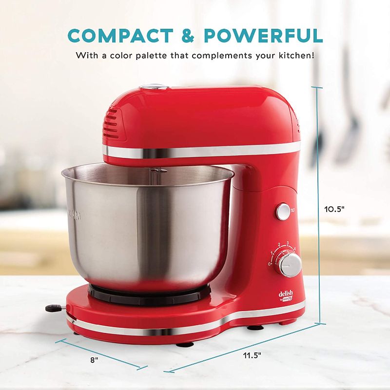 Photo 2 of 
Delish by DASH Compact Stand Mixer, 3.5 Quart with Beaters & Dough Hooks Included - Red