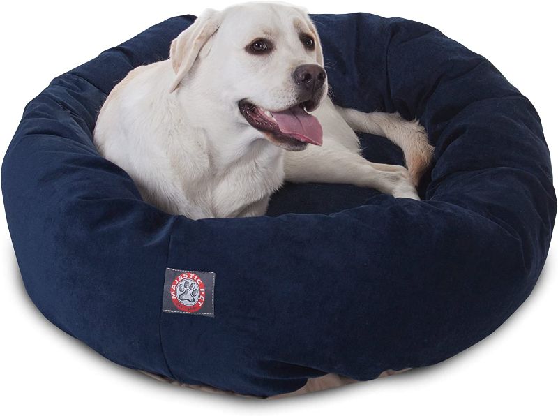 Photo 1 of 40 inch Navy Villa Collection Micro Velvet Bagel Dog Bed By Majestic Pet Products
