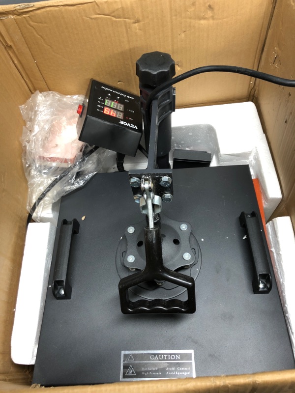 Photo 2 of VEVOR Heat Press Machine, 15x15in 2in1, Clamshell Sublimation Transfer Printer with Teflon Coated, Digital Precise Heat Control, Powerpress for T-Shirts Hats Caps Black