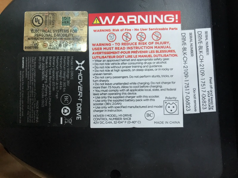 Photo 1 of ***SEE CLERK NOTES** Hover-1 Drive Electric Hoverboard | 7MPH Top Speed, 3 Mile Range, Long Lasting Lithium-Ion Battery, 6HR Full-Charge, Path Illuminating LED Lights Black