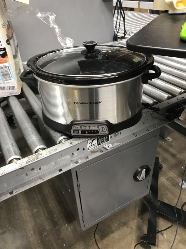 Photo 2 of ***TESTED POWERED ON***Hamilton Beach 7-Quart Programmable Slow Cooker With Flexible Easy Programming, Dishwasher-Safe Crock & Lid, Silver (33473)