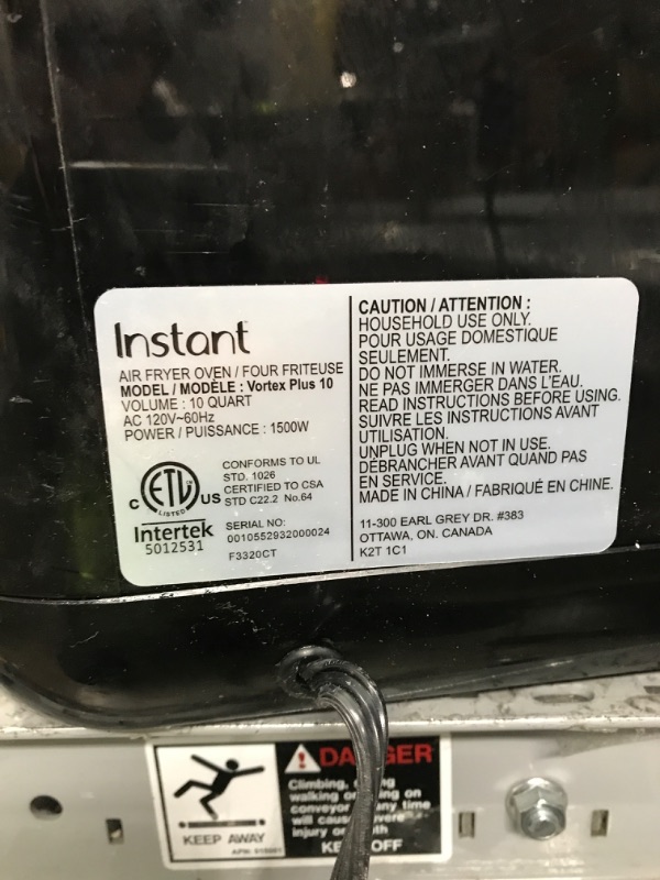 Photo 3 of ***PARTS ONLY****Instant Vortex Plus 10-Quart Air Fryer, From the Makers of Instant Pot, 7-in-10 Functions, with EvenCrisp Technology, App with over 100 Recipes, Stainless Steel 10QT Vortex Plus