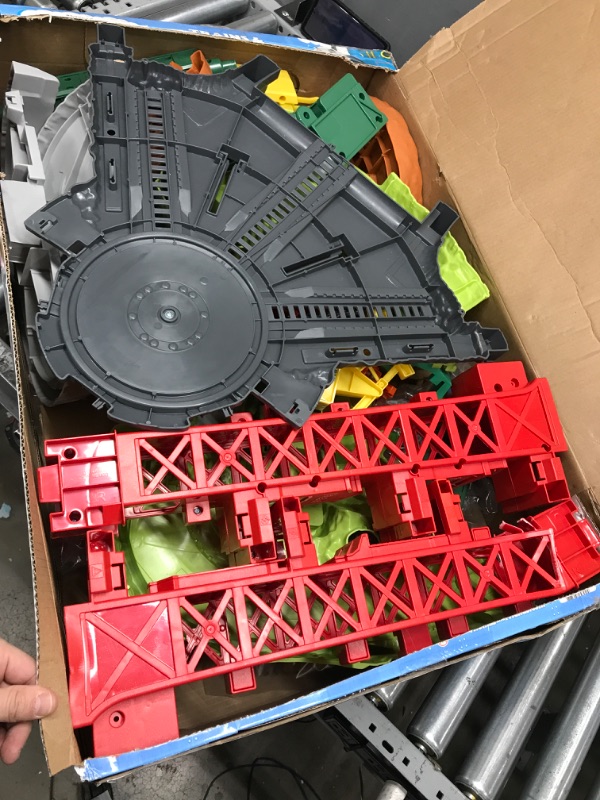 Photo 2 of ***MAJOR DAMAGE TO A COMPONENT***  Fisher-Price Thomas and Friends Multi-Level Train Set with Thomas and Percy Trains plus Harold and 3 Cranes, Super Tower?