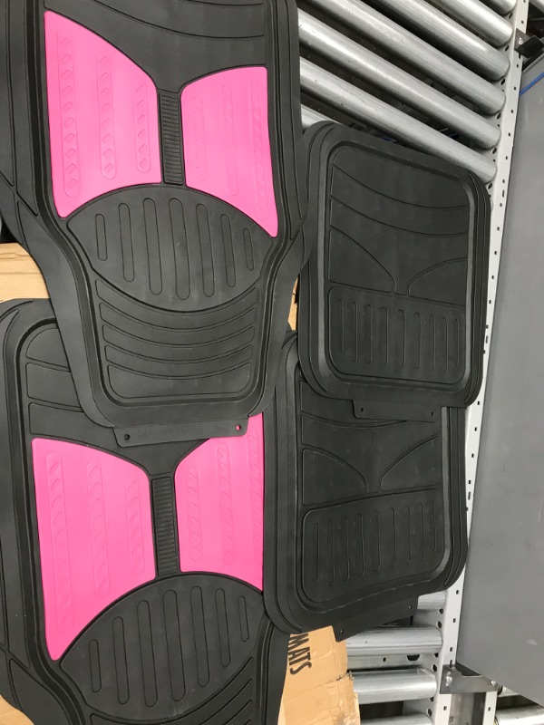 Photo 2 of Automotive Floor Mats Pink Climaproof for All Weather Protection Universal Fit Heavy Duty Rubber fits Most Cars, SUVs, and Trucks, Full Set Trim to Fit FH Group F11313PINK