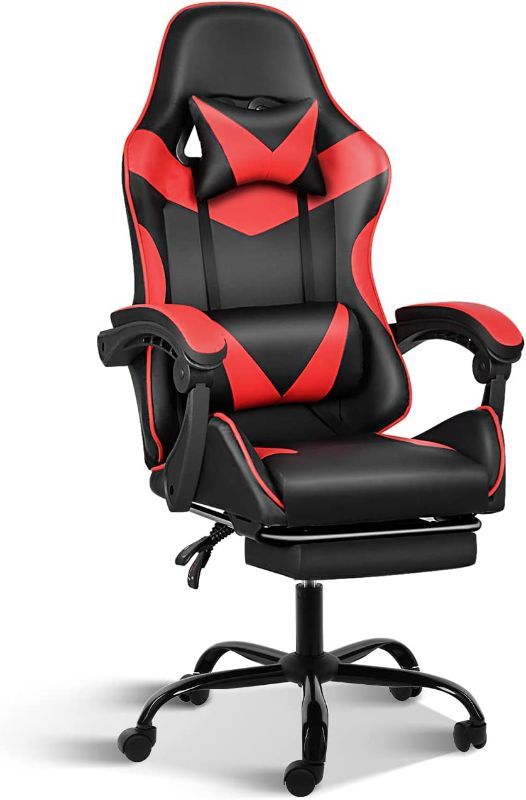 Photo 1 of **PARTS ONLY**DAMAGED**
Gaming Chair, Backrest and Seat Height Adjustable Swivel Recliner Racing Office Computer Ergonomic Video Game Chair with Footrest and Lumbar Support, Red/Black
