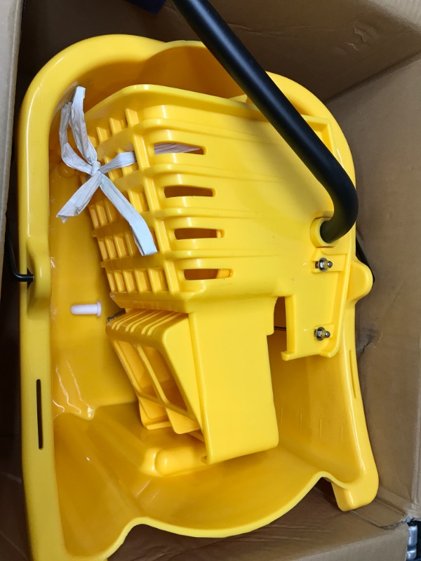 Photo 2 of Amazon Basics Side Press Wringer Combo Commercial Mop Bucket on Wheels, 35 Quart, Yellow