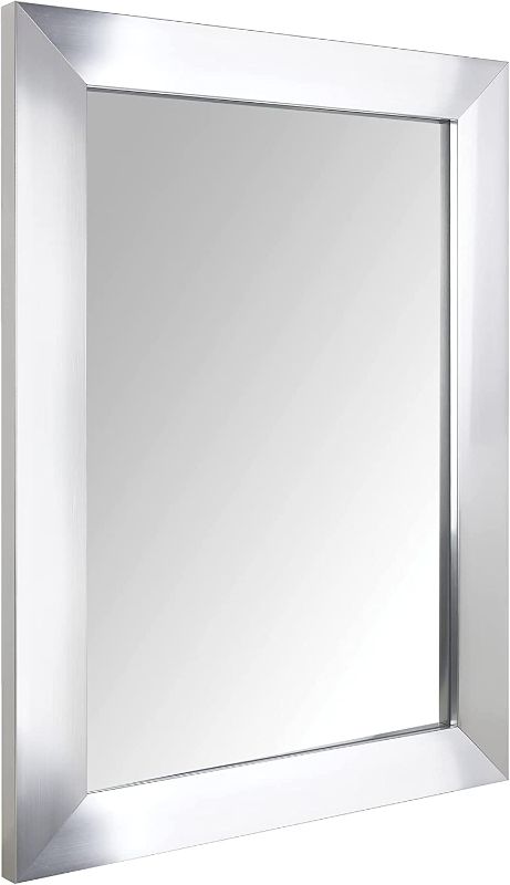 Photo 1 of Amazon Basics Rectangular Wall Mirror 20" x 28" - Wide Trim, Nickel
