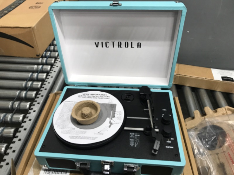 Photo 2 of Victrola Journey+ Bluetooth Suitcase Record Player, Turquoise (VSC-400SB-TRQ-SDF) Turquoise Record Player