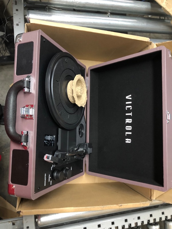 Photo 2 of Victrola Vintage 3-Speed Bluetooth Portable Suitcase Record Player Purple                                                                                                                                                                                      