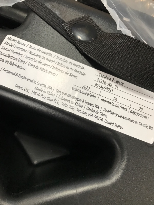 Photo 3 of Diono Cambria 2 XL 2022, Dual Latch Connectors, 2-in-1 Belt Positioning Booster Seat, High-Back to Backless Booster with Space and Room to Grow, 8 Years 1 Booster Seat, Black NEW! Black