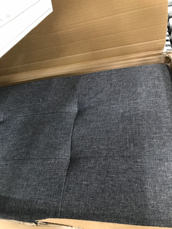 Photo 1 of SONGMICS 43 Inches Folding Storage Ottoman Bench, Storage Chest, Foot Rest Stool, Bedroom Bench with Storage, Holds up to 660 lb, Dark Gray ULSF77K Dark Gray 43 x 15 x 15 inches