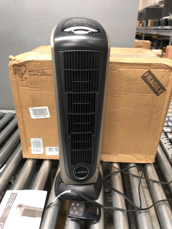 Photo 2 of *** PARTS ONLY *** Lasko Oscillating Ceramic Tower Space Heater for Home with Adjustable Thermostat, Timer and Remote Control, 22.5 Inches, Grey/Black, 1500W, 751320
