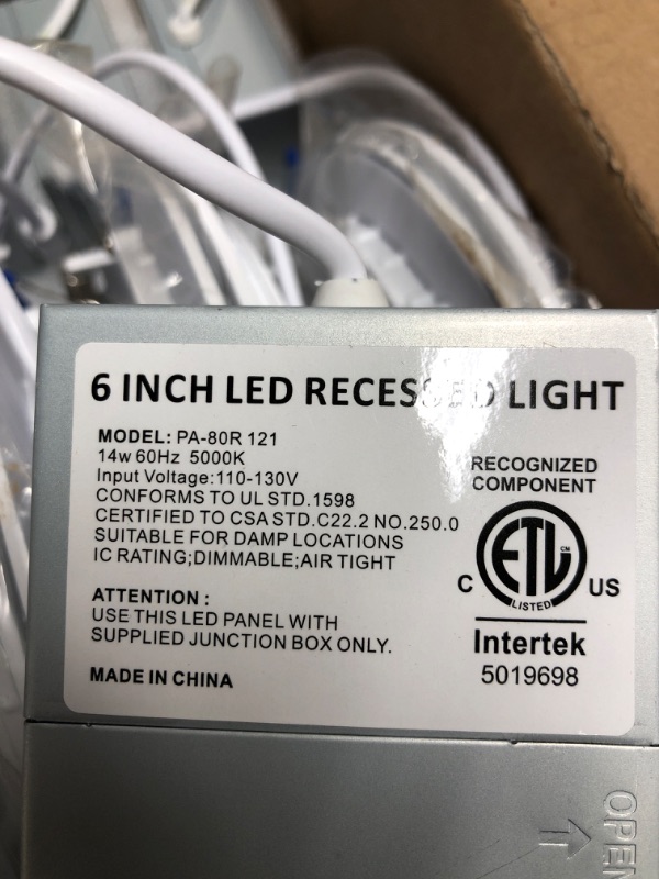 Photo 3 of 12 Pack 6 Inch Ultra-Thin LED Recessed Ceiling Light with Junction Box, 14W=100W, 1200lm High Brightness, 5000K Daylight, Dimmable LED Downlight, Canless Recessed Lighting, ETL Listed 6 Inch 5000k Daylight