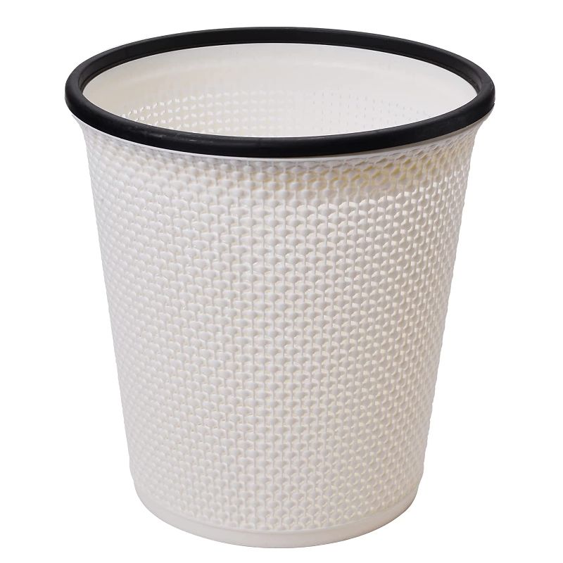 Photo 1 of 
Zuvo Waste Paper Basket and Bin and Trash Bin in Plastic - Rattan Style with a Contemporary Look. Waste Bin for Kitchen, Home or Office 11.5 Inch Tall (Beige)