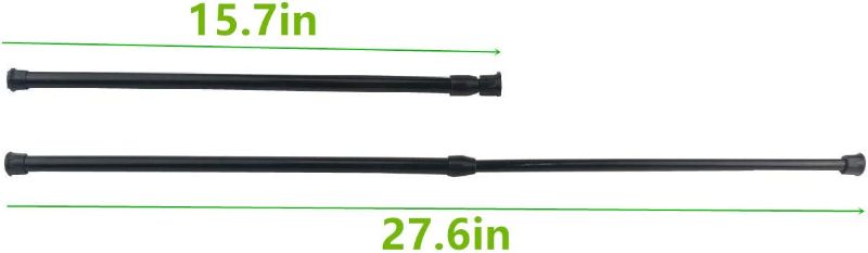 Photo 1 of 
Tension Rods, 1 Pack Adjustable Spring Steel Cupboard Bar Tension Curtain Rod Shower Rod 15.7-28 Inches (Black)
Color:black
Size:15.7-28 inches