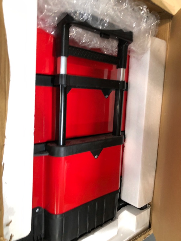 Photo 5 of BIG RED TRJF-C305ABD Torin Garage Workshop Organizer: Portable Steel and Plastic Stackable Rolling Upright Trolley Tool Box with 3 Drawers, Red