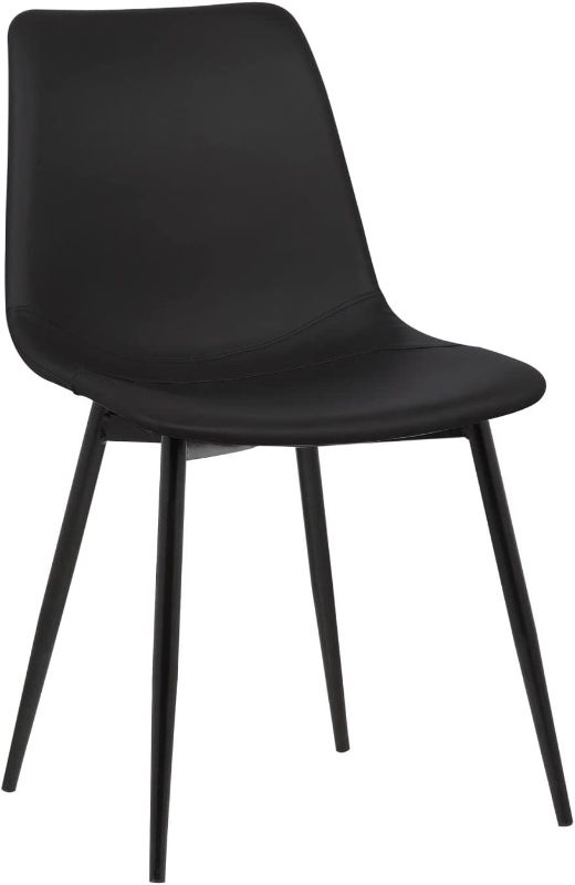 Photo 1 of Armen Living Monte Dining Chair in Black Faux Leather and Black Powder Coat Finish,LCMOCHBLACK, Black
