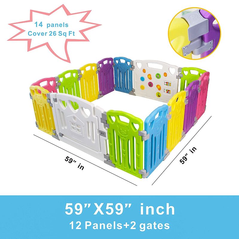 Photo 1 of Baby Playpen Kids Activity Centre Safety Play Yard Home Indoor Outdoor New Pen (Multicolour, Classic Set 14 Panel)