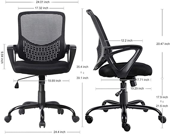 Photo 1 of Office Chair, Ergonomic Design Adjustable Rolling Swivel Mesh Desk Chair with Perfect Lumbar Support, Modern Style for Executive Tasks, Black
