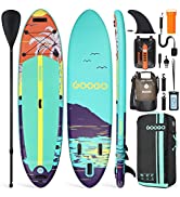 Photo 1 of (USED) Googo Inflatable Paddle Board, 10'6''/11'x33”x6” Ultra-Light Stand Up Paddleboard with SUP Accessories, Adjustable Paddle, 3 Fins, Pump, Backpack, Leash, 10L Dry Bag, Ideal for Adults & Youths Blue White