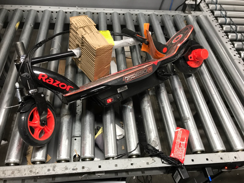 Photo 2 of (Does not move) Razor Power Core E90 Electric Scooter - Hub Motor, Up to 10 mph and 80 min Ride Time, for Kids 8 and Up Black/Red (Glow) Frustration-Free Packaging