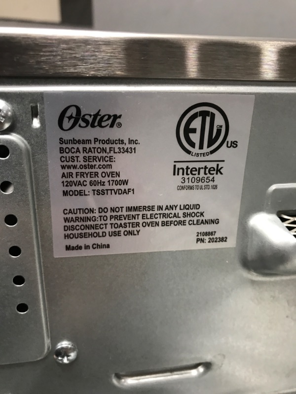 Photo 4 of (Used)  Oster Digital Air Fryer Oven with RapidCrisp, Stainless Steel, 12-Function Countertop Oven with Convection