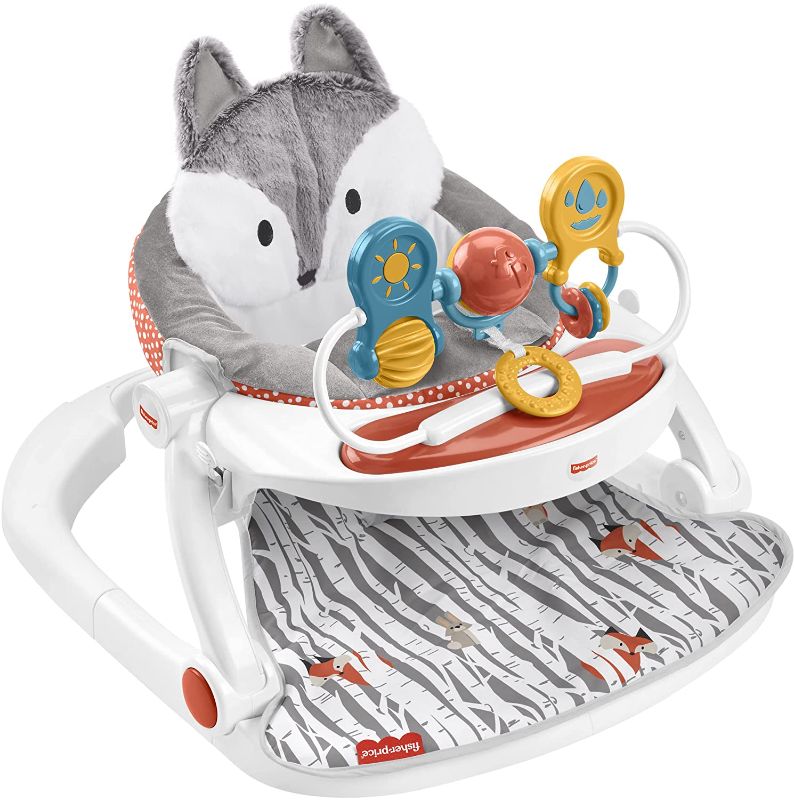 Photo 1 of 
Fisher-Price Premium Sit-Me-Up Floor Seat with Toy Tray - Peek-a-Boo Fox Portable Baby Chair with Snack Tray and Toys