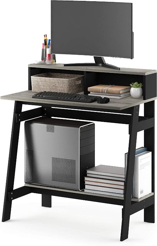 Photo 1 of Furinno Simplistic A Frame Computer Desk, Black/French Oak Grey
