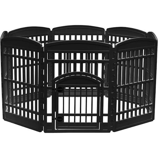 Photo 1 of Iris Black Exercise 8-Panel Pet Playpen with DOOR, Medium