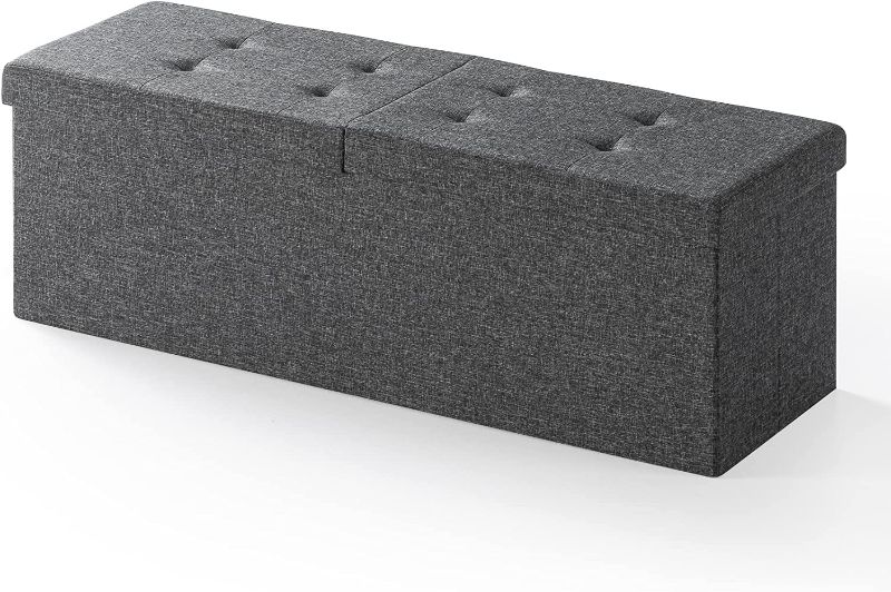 Photo 1 of  Storage Ottoman with SMART LIFT Top, Upholstered Tufted Bench, Foot Rest, Dark Grey
