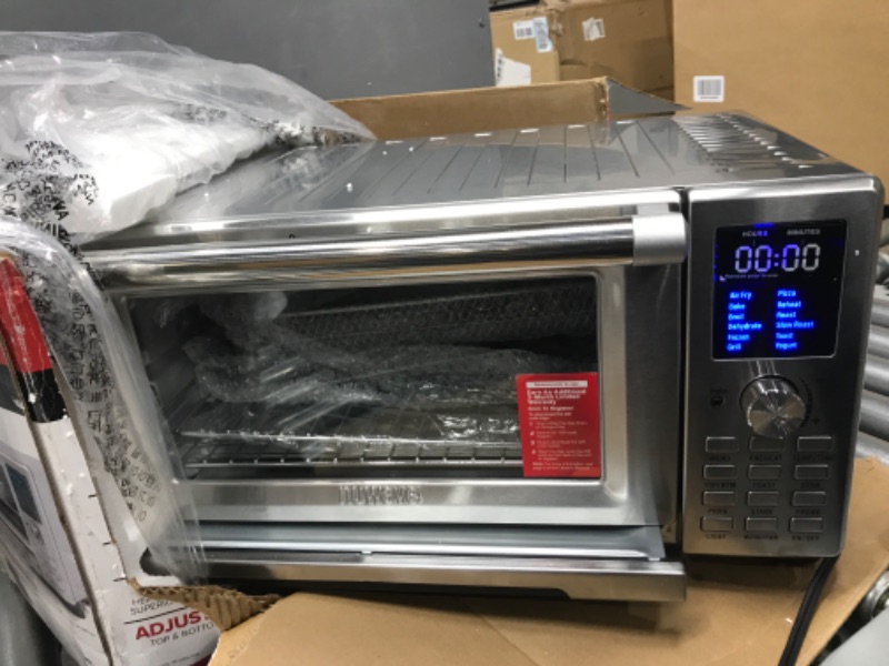 Photo 2 of (PARTS ONLY)NUWAVE Bravo Air Fryer Toaster Smart Oven, 12-in-1 Countertop Convection, 30-QT XL Capacity, 50°-500°F Temperature Controls, Top and Bottom Heater Adjustments 0%-100%, Brushed Stainless Steel Look
