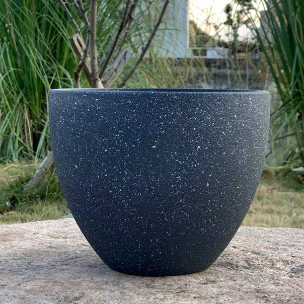 Photo 1 of *BLACK* Simple Succulent Pot Cylinder Round Flowerpot Plants Container for Succulents All House Plants Indoor Flowers and Cactus - Gray Black
