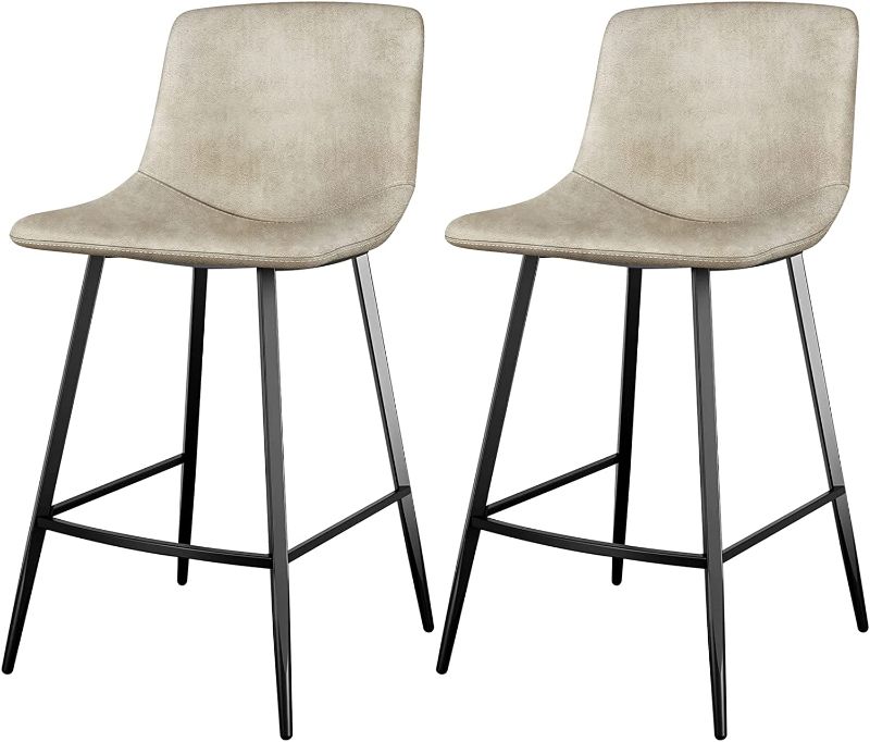 Photo 1 of 5Rcom 24 Inch Counter Stools Set of 2, Counter Height Chairs with Back and Footrest for Kitchen Island, Leathaire Urban Armless barstools for Home Bar