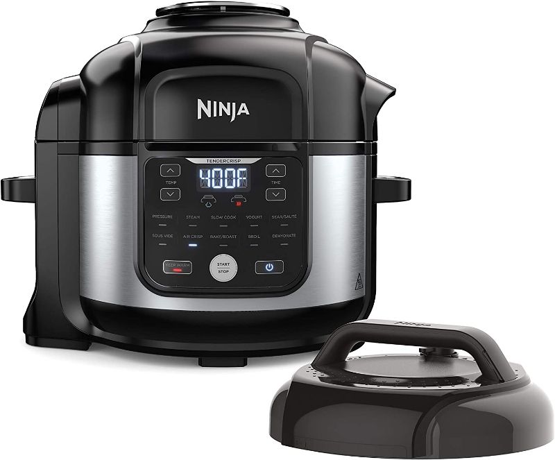 Photo 1 of *** NOT FUNCTIONAL FOR PARTS ONLY*** Ninja FD302 Foodi 11-in-1 Pro 6.5 qt. Pressure Cooker & Air Fryer that Steams, Slow Cooks, Sears, Sautés, Dehydrates & More, with 4.6 qt. Crisper Plate, Nesting Broil Rack & Recipe Book, Silver/Black
