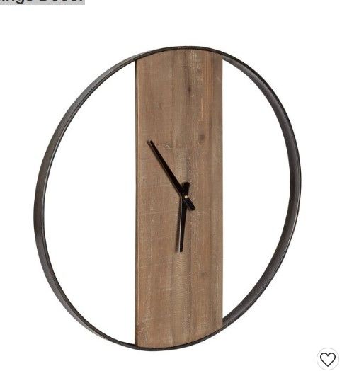 Photo 1 of 24" x 24" Ladd Round Numberless Wall Clock Natural/Black - Kate & Laurel All Things Decor

