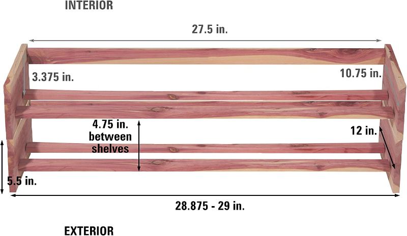 Photo 1 of CedarFresh Stackable Cedar Shoe Rack, 29"l x 12"d x 5.5"h
