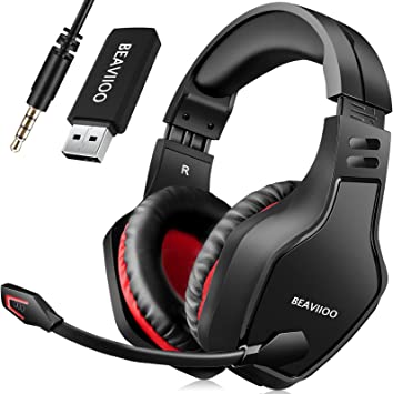 Photo 1 of BEAVIIOO Wireless Gaming Headset with Microphone for PC PS4 PS5 Playstation 4 5, 2.4G Wireless Bluetooth USB Gamer Headphones with Mic for Laptop Computer
