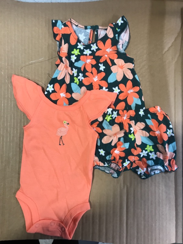 Photo 2 of Carter's Just One You Baby Girls' Tropical Floral Top & Bottom Set - Green/Orang
