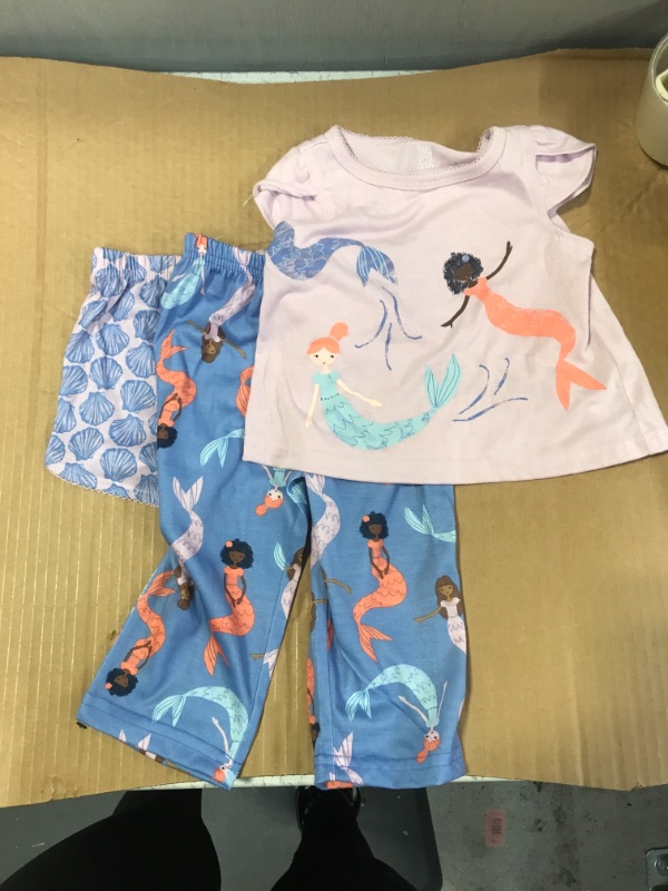 Photo 2 of 18M Baby Girls' 3pc Mermaids Pajama Set - Just One You made by carter's Blue/Purple
