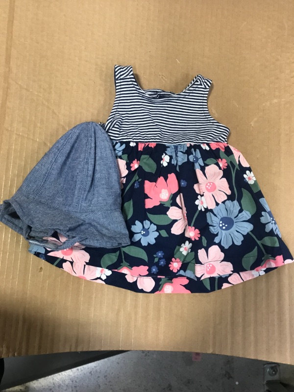 Photo 1 of Carter's Just One You Baby Girls' Floral Dress with Hat - Navy Newborn, Blue
