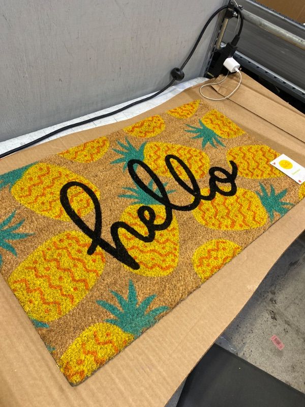 Photo 2 of 1'6"x2'6" Hello Pineapples Doormat Yellow - Sun Squad
