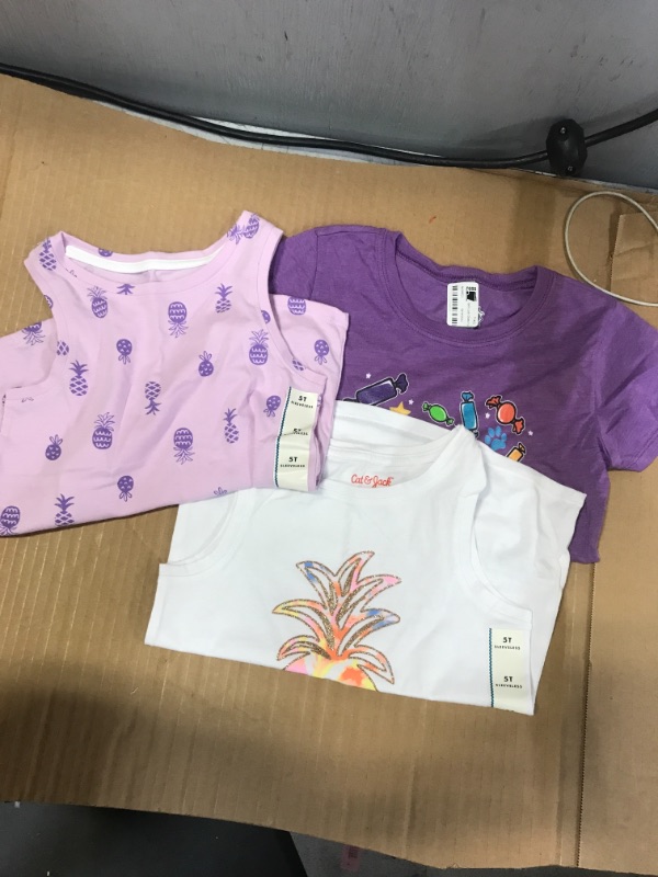 Photo 1 of 5T GIRLS BUNDLE, 2 SLEEVELESS TOPS, ONE SHORT SLEEVE TOP